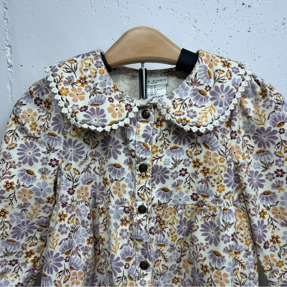 Max Studio Kids Girls Floral Button-Up Dress 5T - Picture 3 of 7